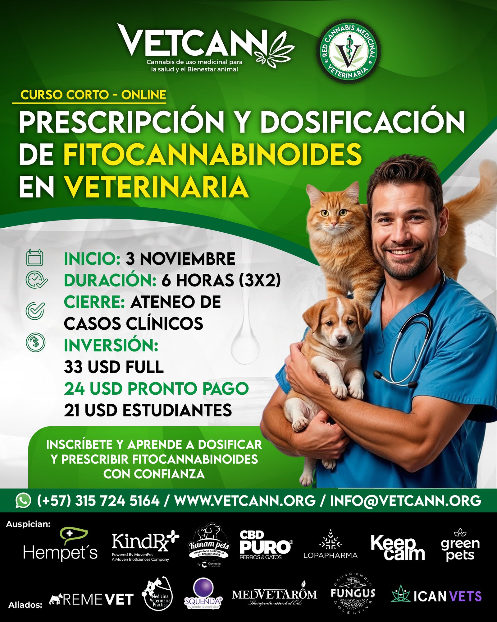 Curso Prescripción y Dosificación de Fitocannabinoides en Medicina Veterinaria